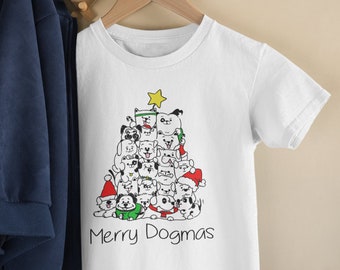 Merry Dogmas Christmas Shirt, Dog Lover Gift, Dog Tree, Christmas Shirt for Kids, Toddler Shirt for Boys, Tee, Shirt, Toddler Tee, For Girls