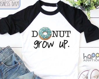 Funny Donut Raglan Toddler Shirt, Donut Lover, Donut Pun, Baby Boy Outfit, Funny Baby s, Donut Grow Up, Baseball Tee Toddler T-shirt