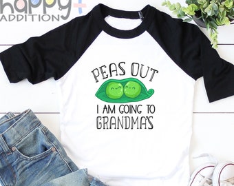 Personalized Peas Out , Funny Grandma , Grandma Baby Gift, Raglan, Toddler T-shirt, Baby Reveal to Grandparents, Custom Kids, Onesie®