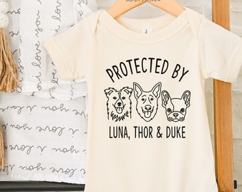 New Best Friend Onesie®, Protected By Dog Onesie®, Personalized Dog Name Onesie®, Dog Name Onesie®, Baby Shower Gift, Newborn Baby Gift