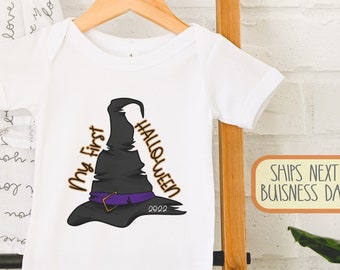 My first Halloween , Baby's First Halloween , Halloween Baby Clothes, Spooky Baby , Baby Girl Halloween Gift, Witch Hat, Onesie®