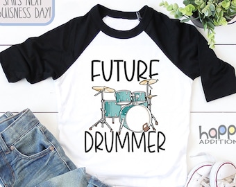 Future Drummer, Drummer Raglan Shirt, Baby Drummer, Drumming Toddler Outfit, Drum, Music Baby Outfit, Toddler Music Gift, Baseball Shirt
