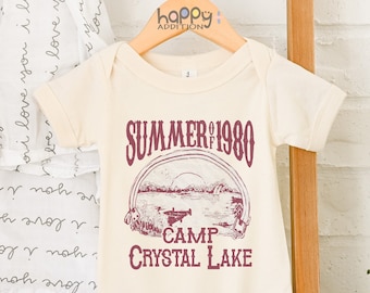 Camp Crystal Lake , Halloween Baby Bodysuit, Baby Shower Gift, Horror Movie Lover, Camping , 80's Horror Movie Fans, Onesie®