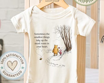 Vintage Storybook Pooh Bear Piglet Baby Bodysuit ONESIE®: Smallest Things Footprints