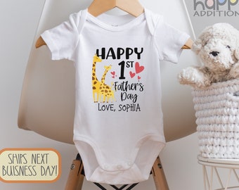 Personalized Our First Father's Day , Cute Personalized Father's Day , Our First Father's Day , Giraffe Baby Bodysuit, Onesie®