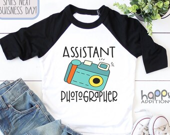 Assistant Photographer Toddler Raglan Shirt - Mommy's Little Helper - Daddy's Little Helper - Photographer Mom Dad Gift - Camera Baby