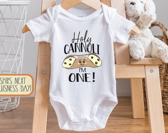 Holy Cannoli I'm One , Italian Baby Gift, Spaghetti, Little Meatball, Little Cannoli, Long Sleeve, Kids, Cannoli I'm Perfect, Onesie®