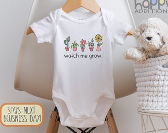 Watch Me Grow Baby , Funny Baby , Plant Bodysuit, Toddler T-shirt, Long Sleeve, Raglan, Vegan , Cactus Succulent, Onesie®