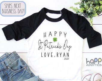 Personalized St. Patrick Day , Happy Saint Patrick's Day Outfit, Cute Baby Boy Bodysuit, Long Sleeve, St Paddy Day, Irish Baby, Custom