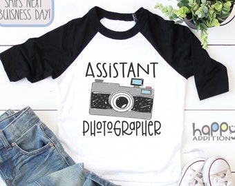 Assistant Photographer Toddler Raglan Shirt - Mommy's Little Helper - Daddy's Little Helper - Photographer Mom Dad Gift - Camera Baby