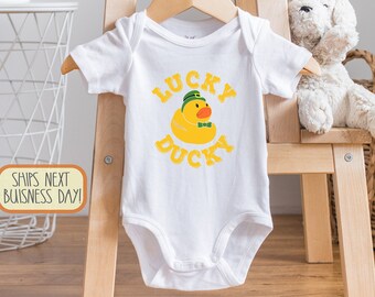 Lucky Ducky , St Patricks Day , Cute St. Patrick Day Outfit, Baby Girl, Baby Boy , Toddler T-Shirt, Rubber Ducky, Onesie®