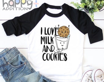 I Love Milk and Cookies Toddler T-Shirt, Baby , Funny Kids Shirt, Raglan Shirt, Toddler Tee, Cute Toddler Shirt, Unique Gift, Unisex