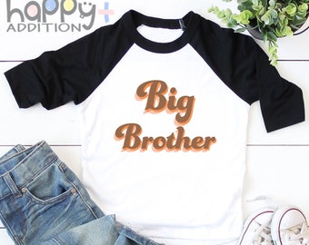 Retro Big Brother Toddler Shirt, Pregnancy Announcement, Big Sibling, Oldest Brother, Big Bro Est 2022 Tee, Promoted Brother Tee, Brown