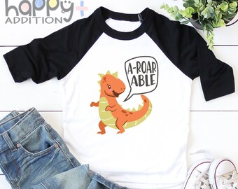 A-Roar-able Toddler Shirt, Dinosaur Baby , Dinosaur T-Shirt, T-Rex, Raglan Shirt, Dino, Long Sleeve, Dinosaur Gift Boy, Kids Shirt, Onesie®