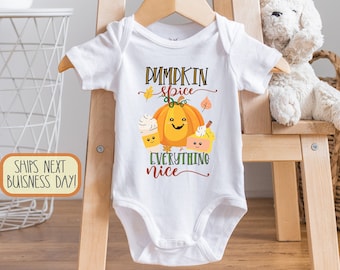 Pumpkin Spice Everything Nice Fall Baby , Latte, Pie, Fall Baby Clothes, s, Toddler Outfit, Long Sleeve, Toddler Shirt, Tee, Onesie®