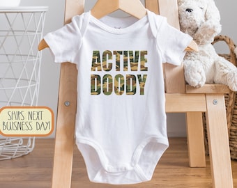 Active Doody Baby , Baby Bodysuit, Funny Poop Baby Outfit, Poop There It Is, Funny Gift for Military Dad or Mom, Just Poopin, Army, Onesie®