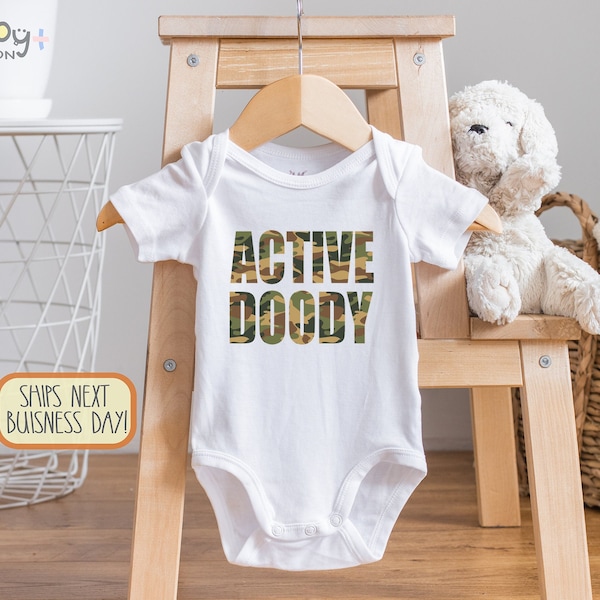 Active Doody Baby , Baby Bodysuit, Funny Poop Baby Outfit, Poop There It Is, Funny Gift for Military Dad or Mom, Just Poopin, Army, Onesie®