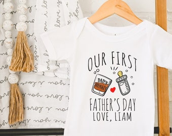 Personalized Funny Our First Father's Day , First Fathers Day Gift from Baby, Whiskey, Bourbon, Happy Father's Day, Best Dad Ever, Onesie®