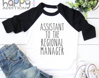 Assistant To The Regional Manager Toddler Shirt, The Office Fan Gift, Raglan Shirt, Dwight, Funny Office Baby Gift, Michael Scott, TV Show