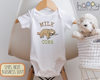 Funny Sloth Baby , Milk Coma Baby Bodysuit, Cute Baby , Funny Baby s, Baby Boy Gift, Breastfeeding, Unisex, Milk, Onesie®