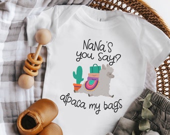 Personalized Alpaca My Bags Funny Adventure , Grandma's, Funny Baby s, Baby Shower Gift, llama , Custom, Toddler, Onesie®