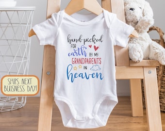 Handpicked For Earth By My Grandparents In Heaven Baby Bodysuit, Custom Baby, Baby Shower Gift, Personalized Bodysuit, Grandpa in Heaven