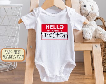 Hello My Name Is  - Personalized - Baby Clothing - New Baby Gift - Baby Shower Gift - Coming Home Outfit - Baby Announcement, Onesie®