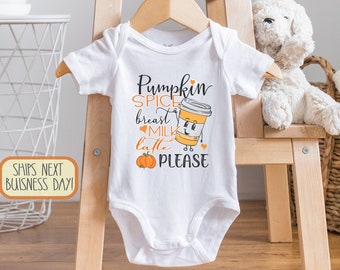 Pumpkin Spice Breast Milk Latte , Cute Fall Baby Clothes, Long Sleeve, Autumn Outfit, Breastfeeding , Coffee, Funny s, Onesie®