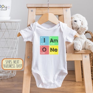 I am ONE Periodic Table 1st Birthday Baby Bodysuit Onesie® Brand