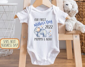 Personalized Happy 1st Mother's Day , Cute Personalized, Baby Girl, Baby Boy, Elephant Baby Shower, Baby Bodysuit, Custom Name, Onesie®