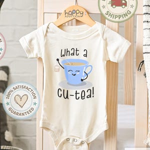 What a Cu-Tea Baby Bodysuit, British English Baby Shower Funny Onesie® Brand: Pink or Blue