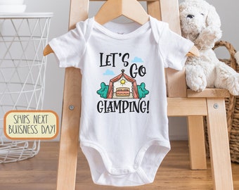 Let's Go Glamping , Funny Camping Toddler Shirt, Adventure Baby s, Travel Buddy, Camping , Baby Girl Clothes, Raglan, Onesie®