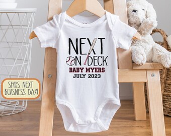 Next On Deck Baby , Girl Gender Reveal, Personalized Pregnancy Announcement , Baseball Fan, Custom Gender Reveal, Suprise Reveal, Onesie®