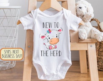New To the Herd Baby , Born Wild Baby Bodysuit, Farm , Baby Cow, Baby Girl Clothes, Wild One, Long Sleeve, Baby Showe Gift, Onesie®