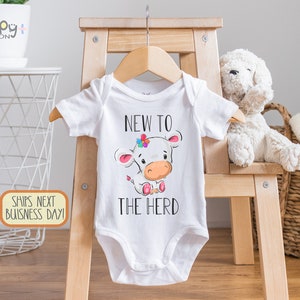 New To the Herd Baby , Born Wild Baby Bodysuit, Farm , Baby Cow, Baby Girl Clothes, Wild One, Long Sleeve, Baby Showe Gift, Onesie®