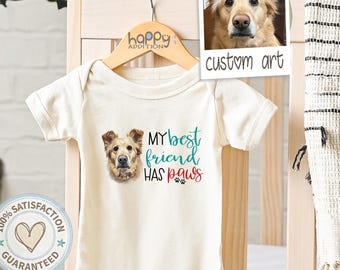 Custom Pet Portrait Baby Onesie, Dog or Cat Art