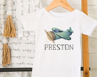 Personalized Airplane Baby Boy , Personalized Name , Custom Baby Boy, Boy Coming Home Outfit, Raglan Shirt, Toddler T-shirt, Onesie®