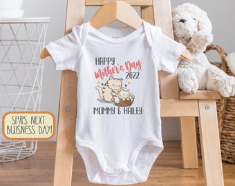 Personalized Happy Mother's Day  for Baby Girl, Cute Mother's Day Gift Baby Girl, Custom Girl, Mothers Day Toddler T-Shirt, Cat Lover