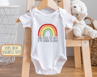 Custom Hand Picked For Earth By My Grandpa In Heaven Baby , Baby Reveal, Baby Announcement , Pawpaw, Abuelo, Personalized, Onesie®