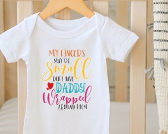 Funny Dad , Daddy Wrapped Around My Finger , Baby Boy Outfit, Baby Girl Outfit, Father's Day Gift, Baby Shower Gift, Onesie®