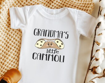 Personalized Grandma's Little Cannoli , Cute Italian Baby Shower Gift, Toddler Shirt, Spaghetti, Long Sleeve, Kids, Mommy and Daddy's