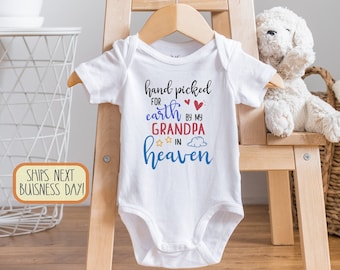 Handpicked For Earth By My "Custom" In Heaven Baby Bodysuit, Custom Baby, Baby Shower Gift, Personalized Baby Bodysuit, Grandpa in Heaven