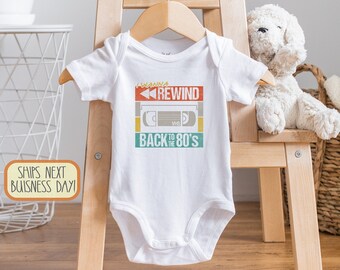 Rewind Back to the 80's Toddler Shirt, Retro Baby Bodysuit, Baby Shower Gift, 80's Baby Gift, Raglan Shirt, Baby Girl, Unique, Onesie®