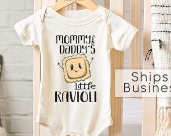 Custom Ravioli Baby Bodysuit, Little Cannoli Baby Onesie®, Italian Foodie Shower Gift