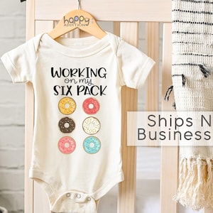 Working on my Six Pack, Funny Donut Six Pack Baby Bodysuit - Funny Baby Boy Onesie® Brand