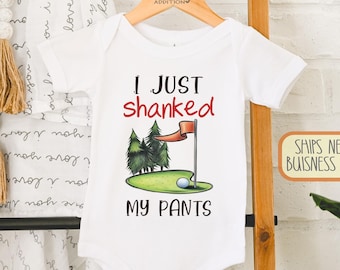 Custom I Just Shanked My Pants Baby Bodysuit, Funny Golf Baby Onesie®, Future Golfer Gift