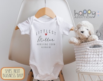 Baby Announcement Ideas, Custom Due Date Bodysuit, Personalized Pregnancy Announcement, Pregnancy Reveal, Littlest Personalized, Onesie®