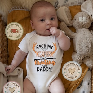 Custom Hunting Baby Bodysuit: Pack My Diapers I'm Going Hunting, Adventure Baby Onesie® Brand