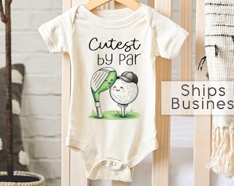 Funny Golf Pun, Cutest by Par Baby Onesie® Brand: Future Golfer Golfing Gift Baby Bodysuit