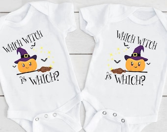 Which Witch is Which Baby s, Halloween Shirt, Twin Shirts, Witches, Twin s, Twin Matching Shirts, First Halloween, Toddler Shirt, Onesie®